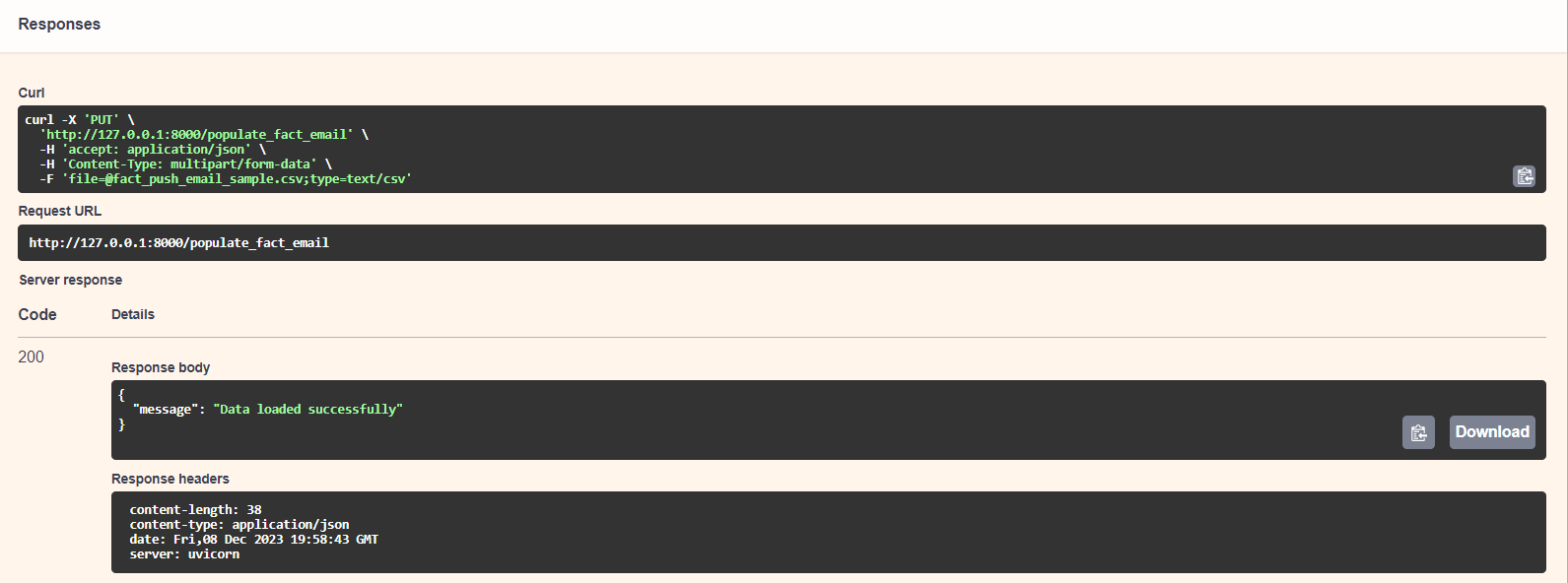 Sample test csv response - FactEmail