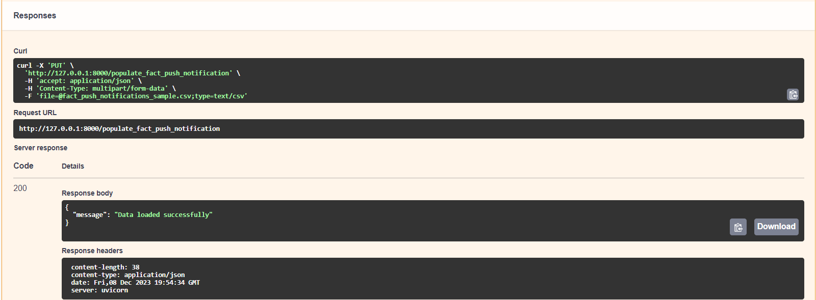 Sample test csv response - FactPushNotification